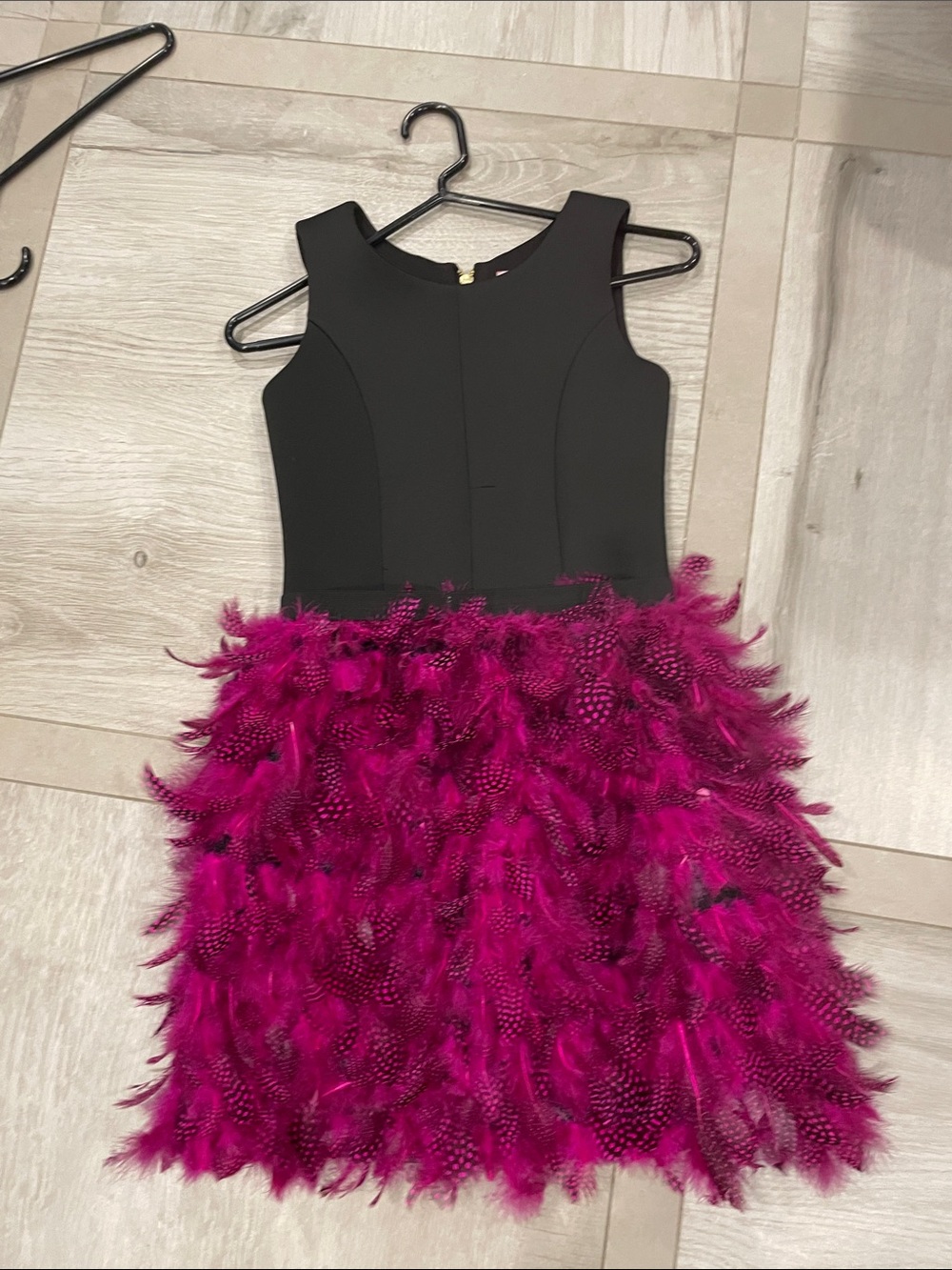 Zoe Ltd Black & Fuchsia Feather Party Dress for Kids